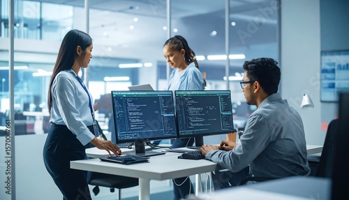 Tech team collaboration in office