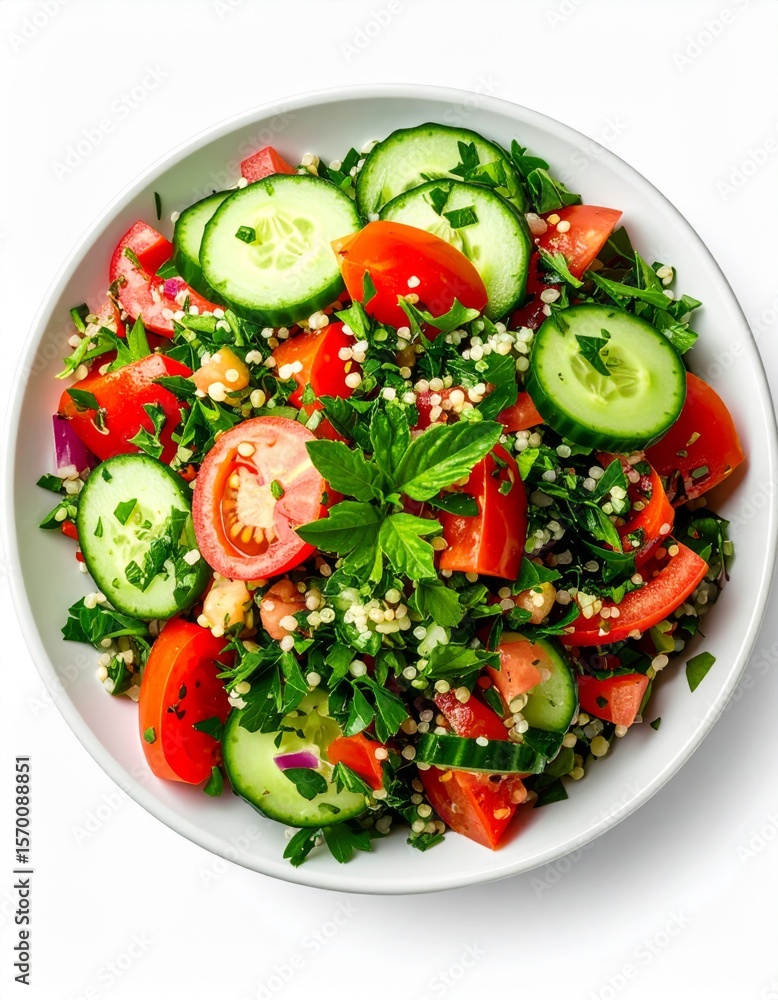 Fresh Vegetarian Tabbouleh Salad in White Bowl Fresh Vegetarian Tabbouleh Salad in White Bowl