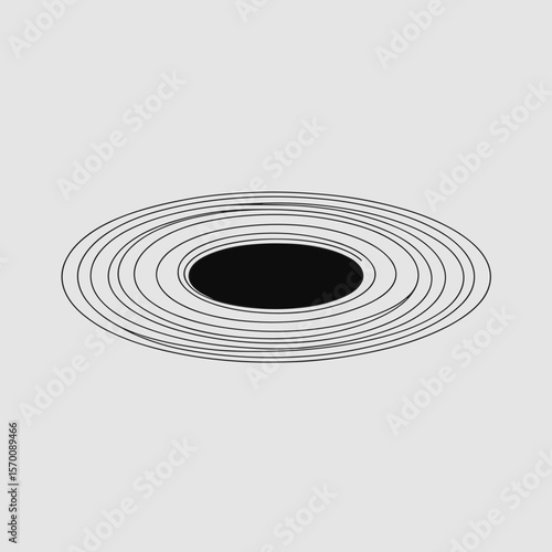 Minimalist line art of a black hole with circular outlines  