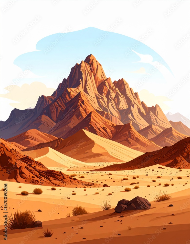 Naklejka premium Pixel Art Desert Mountain Landscape