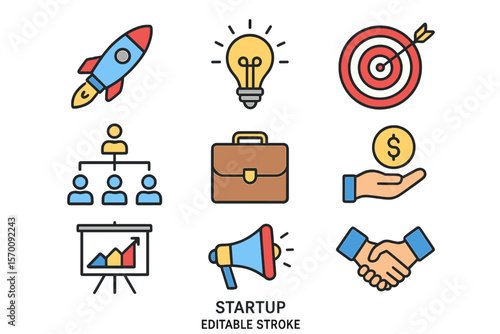 The icons for startup lines are editable and have a stroke that is pixel perfect