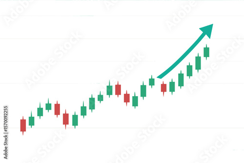 Vector illustration of a business candle stick graph chart representing  market investment trading set against a dark background design, highlighting a bullish point and trend of the graph
