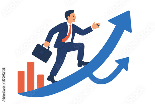 Direction change and improved economic outcomes are depicted in a business vector illustration