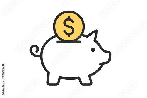 A line style save money icon with an editable stroke has been designed