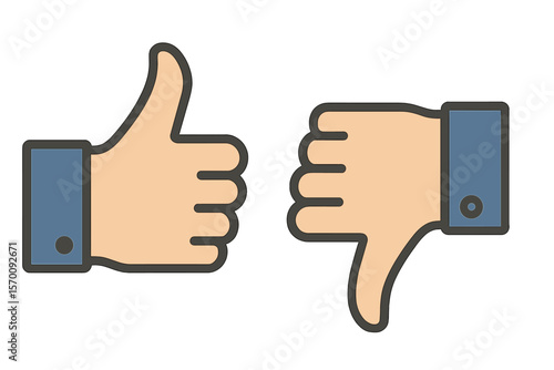 Vector illustration of Thump Up and Thump Down Hands