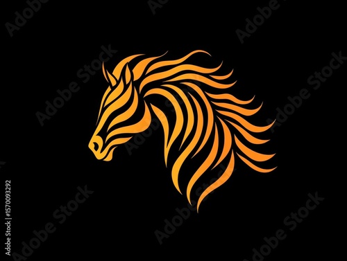 Wallpaper Mural Abstract horse head graphic, stylized mane Torontodigital.ca