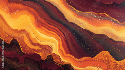 Vibrant abstract art showcasing swirling patterns in warm tones with rich textures