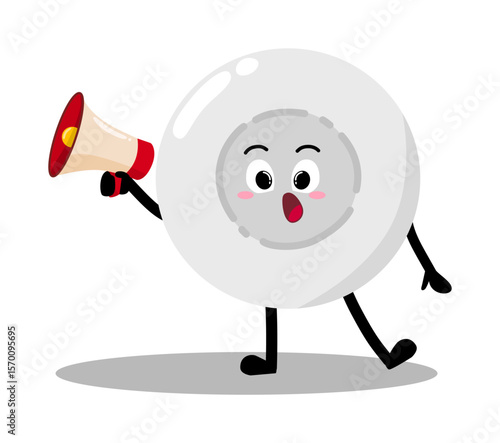 Cute Hand Drawn White Blood Cell Speaking Using Megaphone Bravely