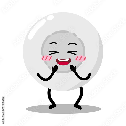 Cute Hand Drawn Shy White Blood Cell Blushing