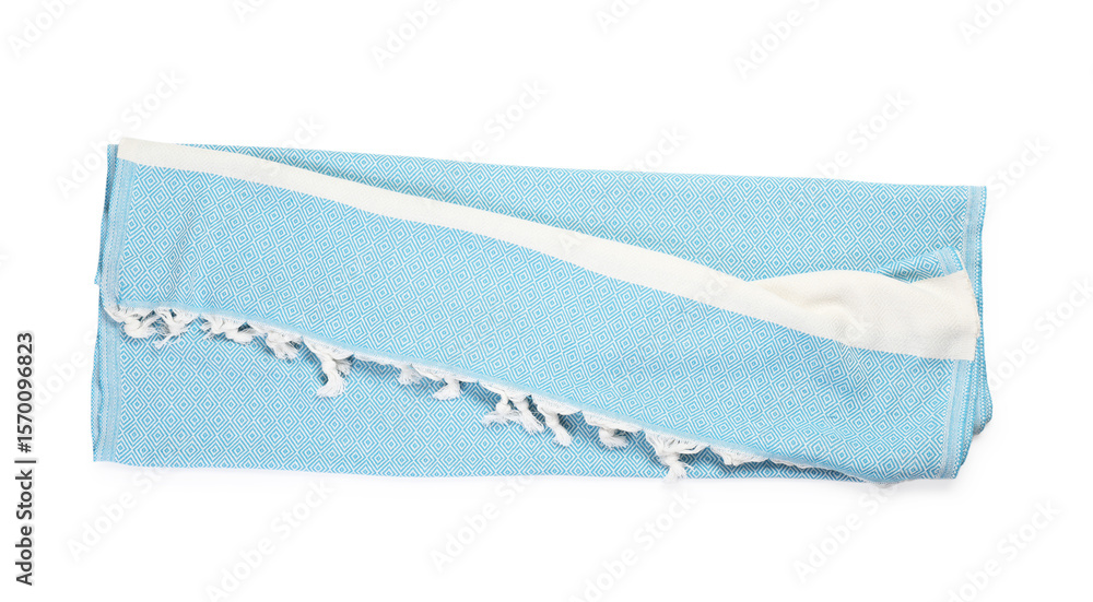 Fototapeta premium One folded beach towel isolated on white, top view