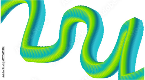 Blend Flowing 3D Green Cyan Gradient Design Abstract Background Art Vector Illustration
