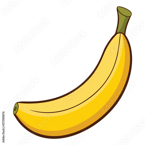 A single yellow banana is isolated on white background