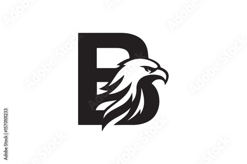 B Eagle Logo Design Palash Silhouette On White Background.01