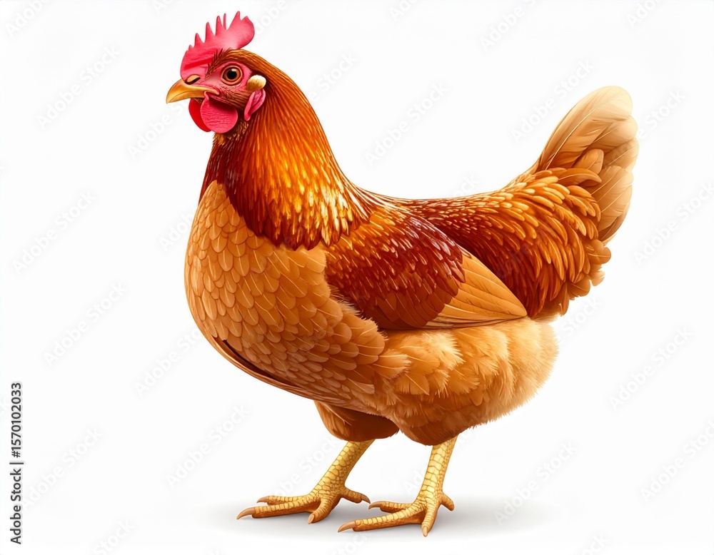 Fototapeta premium Brown Hen Isolated on White Background