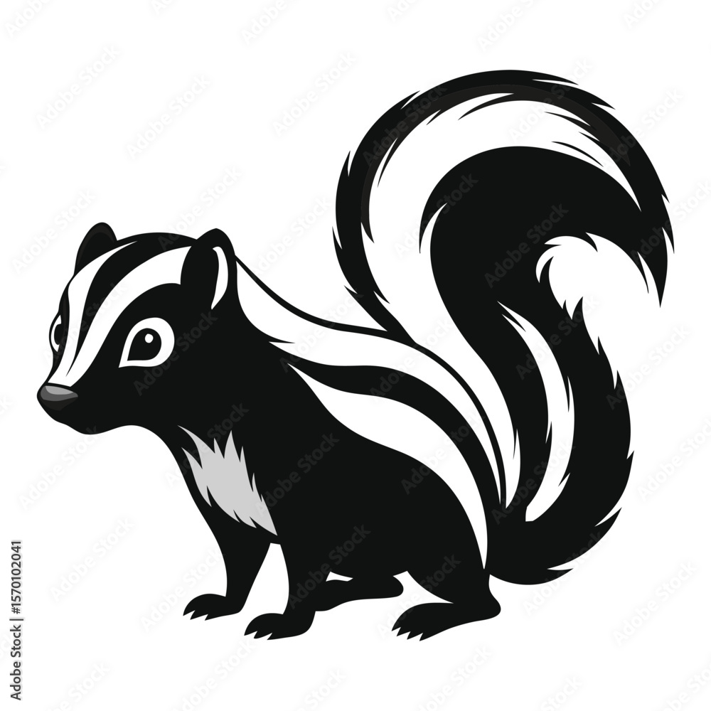 Obraz premium Striped skunk vector on white background