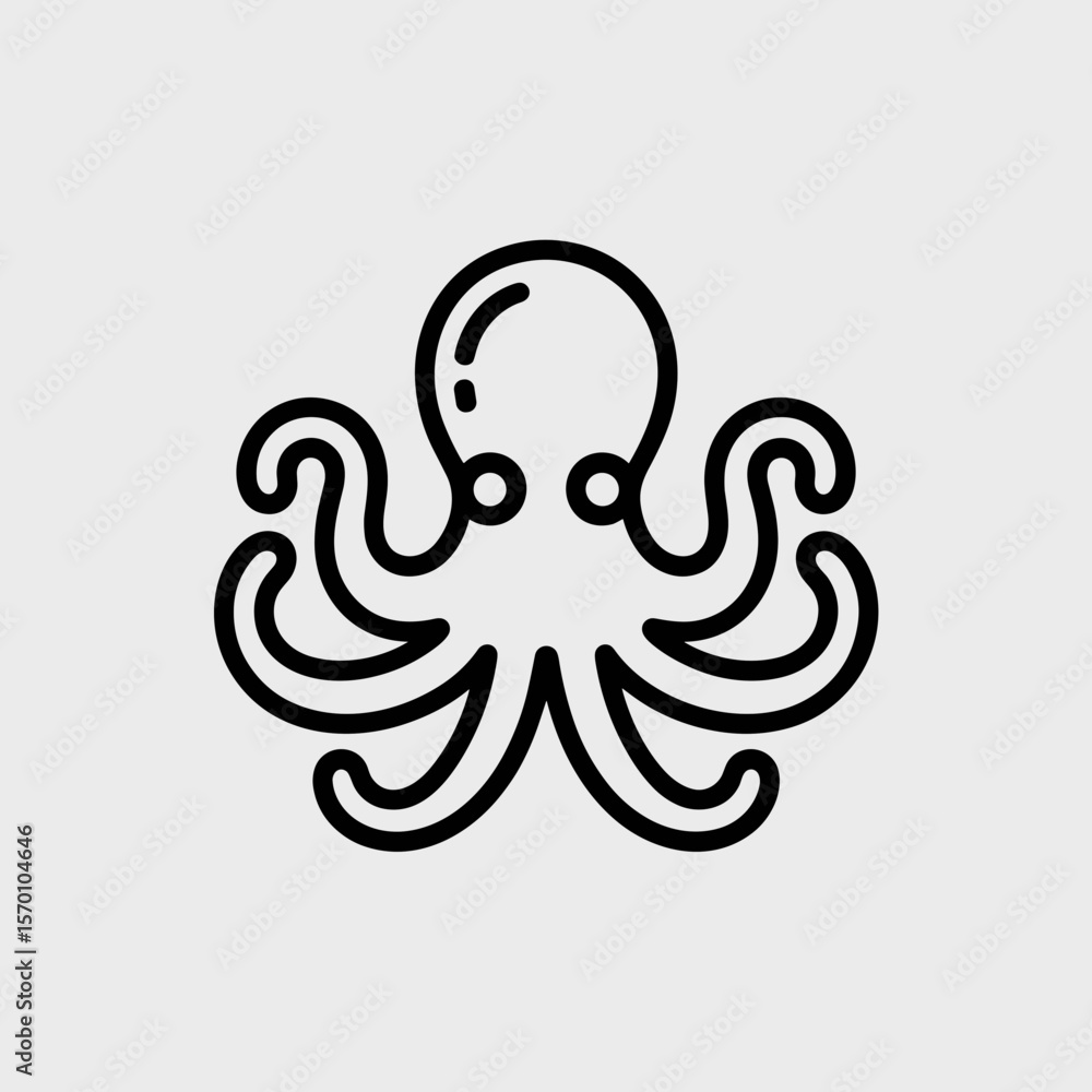 Naklejka premium Minimalist line art of an octopus on a grey background 