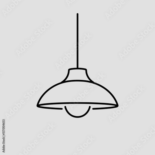 Minimalist line art pendant lamp hanging from ceiling  