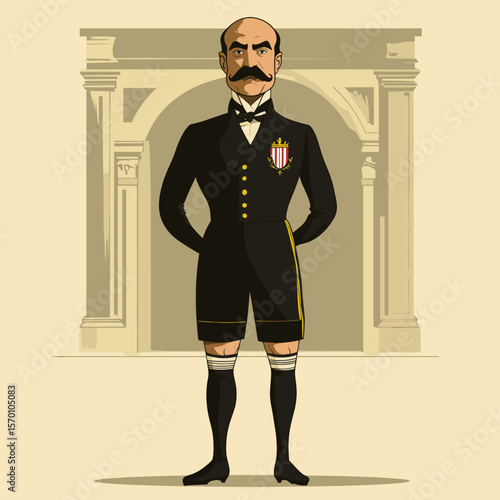 Cartoon character in vintage formal attire