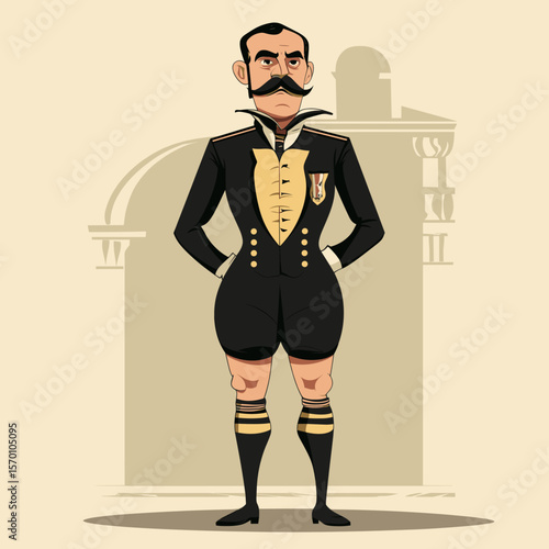 Cartoon character in vintage formal attire