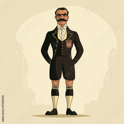 Cartoon character in vintage formal attire