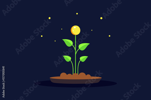 seeds floating upward in glowing magical soil