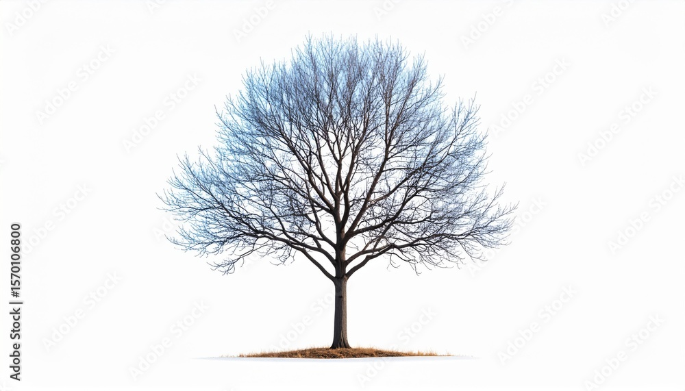 Obraz premium Blue And Brown Winter Tree On White Background