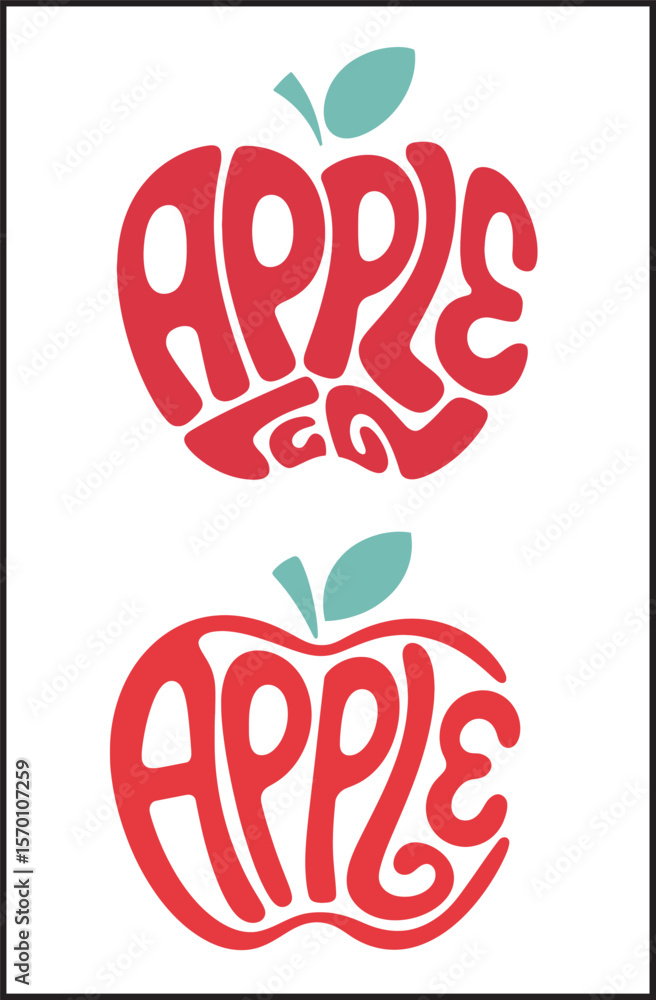 Obraz premium Apple Typography Logo Icons Set - Vector Collection of Creative Fruit Text Illustrations