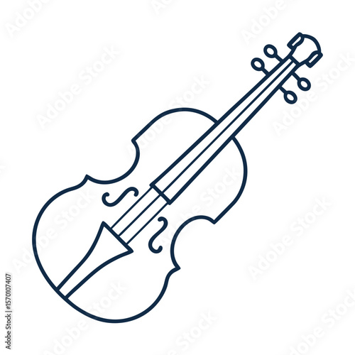 Violin icon in black and white line art