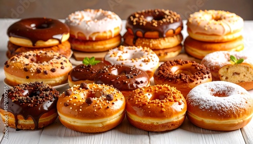 Wallpaper Mural Assorted glazed donuts on a table Torontodigital.ca