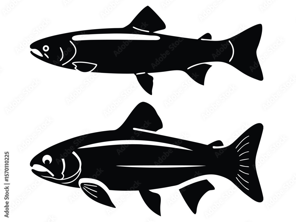 Fototapeta premium Minimalist Trout Fish Silhouettes