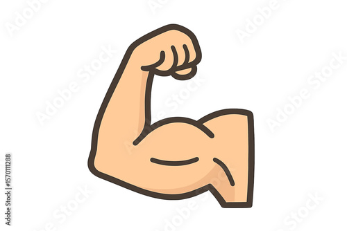 Bicep muscle strength or arm workout flat vector color icon for exercise apps and websites is represented by flexing