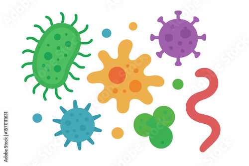 Germs like bacteria and pandemic viruses are related to biological allergy microbes and epidemiology of bacteria, while infections include flu diseases and colorful cell vectors, as well as amoeba