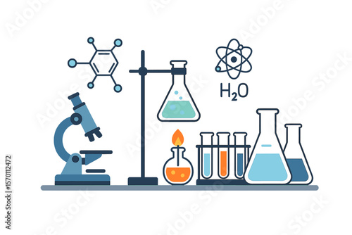 Vector illustration of empty laboratory science concept in flat graphic design isolated on a background