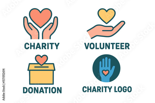 Collection of vector logos for charitable and volunteer template designs