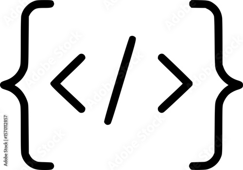Code Brackets Development Outline Icon