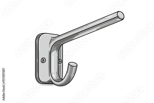 Elegant coat rack graphic, a handy home decor fixture for organizing clothing, towels, or accessories, ideal for printable designs.