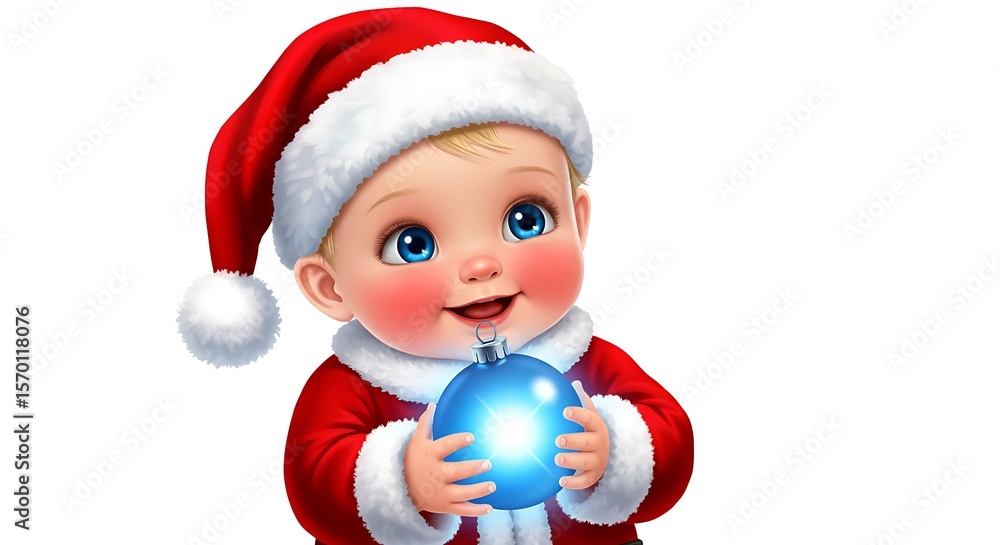 Cartoon realistic boy holding a shiny red Christmas ornament close to his face and looking through it playfully, white background
Cartoon realistic boy holding a shiny red Christmas ornament close to his face and looking through it playfully, white background
