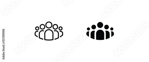 people line Icon isolated on white background. Crowd sign. five three Persons symbol for your web site design, logo User Set, Men, Women person id business icons, button, vector, editable stroke, flat