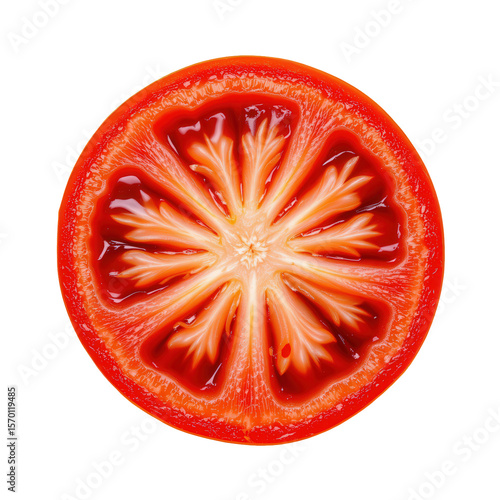 Wallpaper Mural Close-up View of a Freshly Cut Bright Red Tomato with Intricate Inner Structure and Vibrant Colors Torontodigital.ca