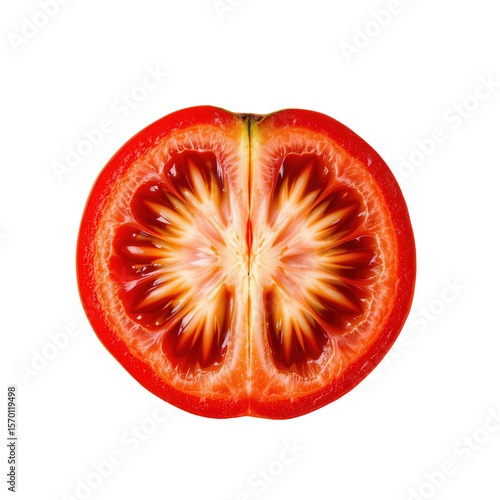 Wallpaper Mural Freshly Sliced Juicy Tomato with Vibrant Red Skin and Seed Details on Black Background Torontodigital.ca