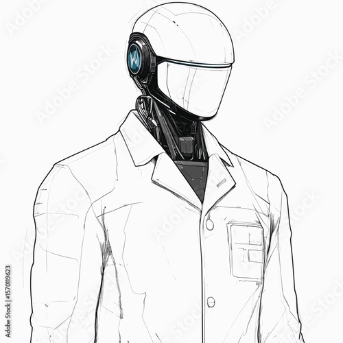 Futuristic robot humanoid in lab coat