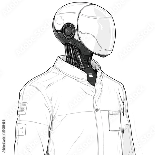 Futuristic robot humanoid in lab coat