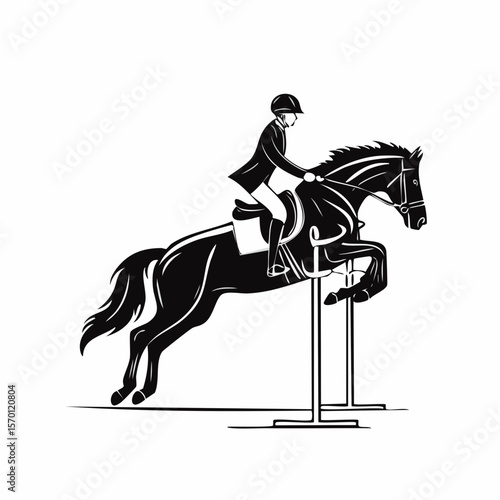 Show Jumping Vector Images. Equestrian Sport Vector Image isolated on white background.