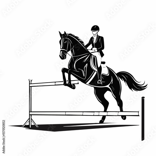 Show Jumping Vector Images. Equestrian Sport Vector Image isolated on white background.
