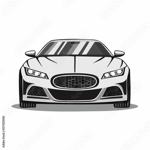 Sports Car Front Stock Image Vectors and Vector Art isolated on white background.