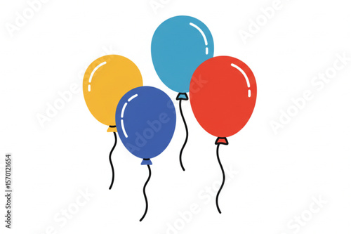 Colorful balloons floating happily together creating a festive and playful vibe perfect for party decorations or celebration designs.
