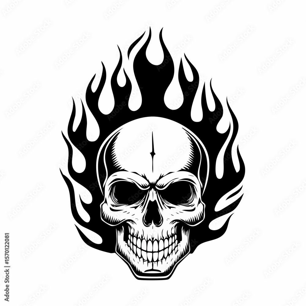 Fototapeta premium Flaming Skull image vector. Flaming Skull Stock Illustrations.