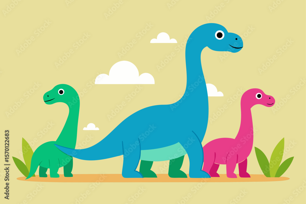 Cute Dinosaur Family in Art Style Cute Dinosaur Family in Art Style