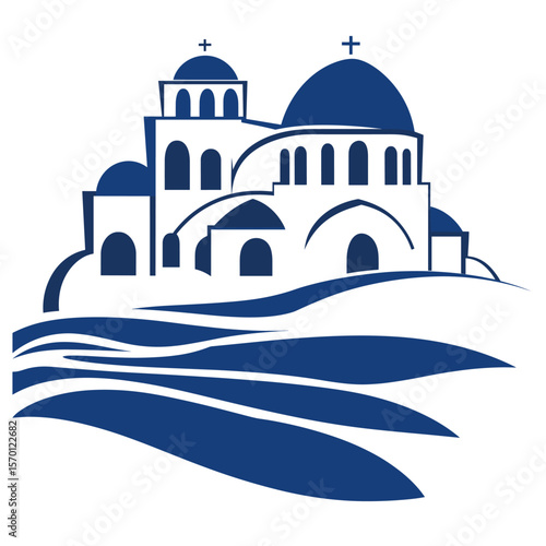 A line LOGO with Santorini as the main body