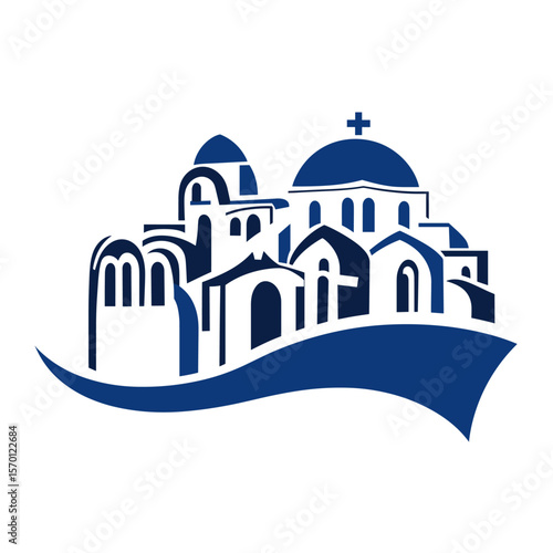 A line LOGO with Santorini as the main body